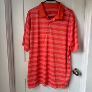 Nike Golf Dri-FIT Tour Performance Short Sleeve Men Polo Orange White Stripes XL